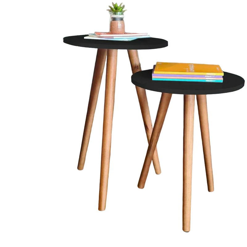 Kit com 2 Mesas Laterais Redondas - Canto de Sofá