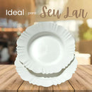 Kit com 10 Prato Fundo com Desenho de Pétala