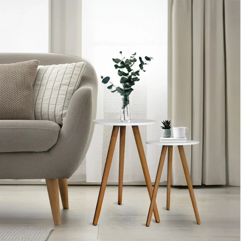 Kit com 2 Mesas Laterais Redondas - Canto de Sofá