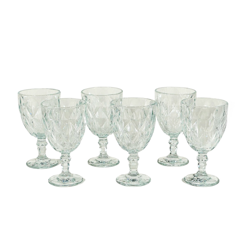 Jogo de Taças Copos Cristal Ecológico Diamond 330ml Com 6 Peças