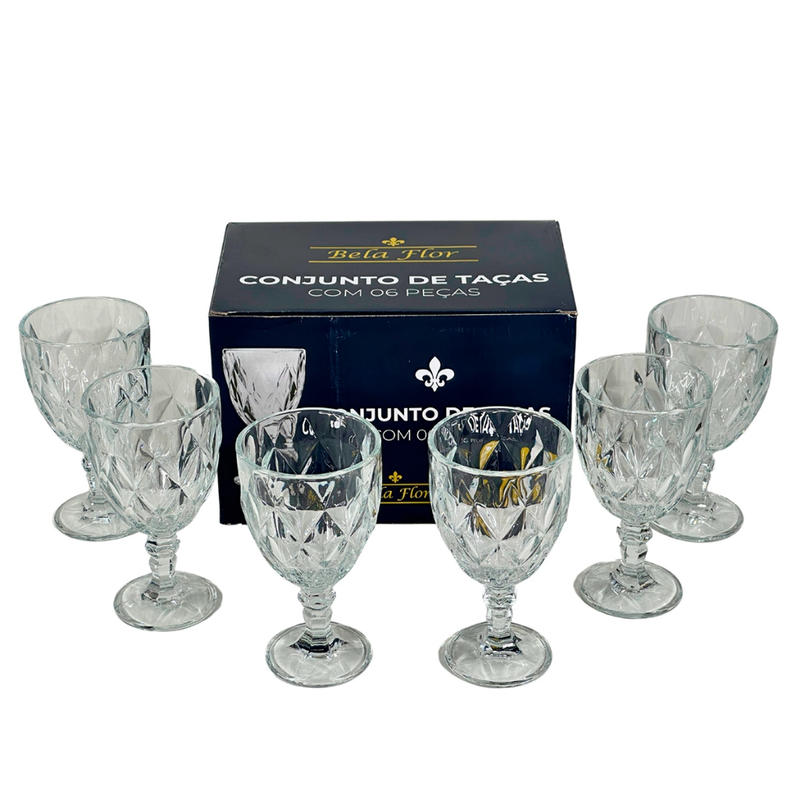 Jogo com 6 Taças de Cristal Ecológico Diamond