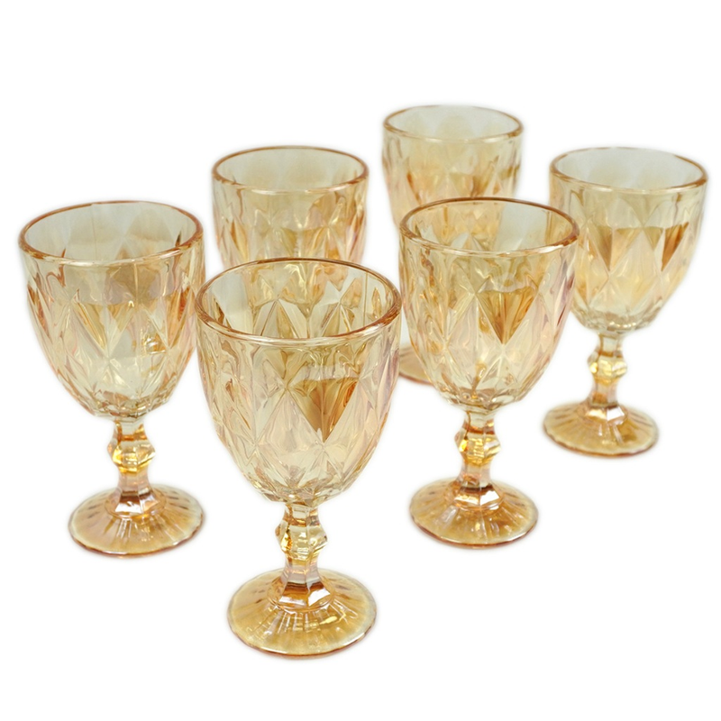 Jogo de Taças Copos Cristal Ecológico Diamond 330ml Com 6 Peças